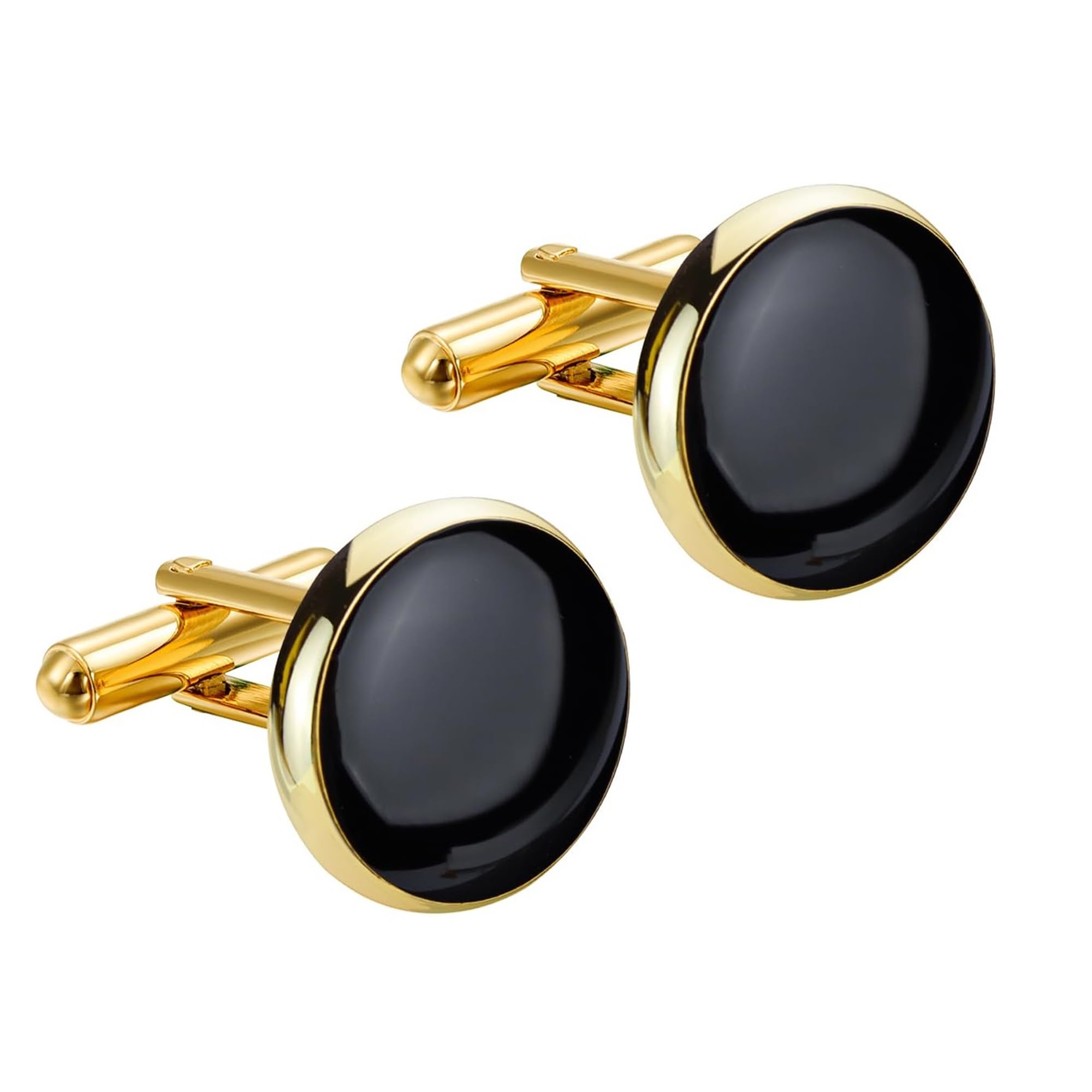 vama FASHIONS Gold Plated Black Cufflinks Shirt Suit Blazer Wear Formal Cuff Links For Men-picture-26