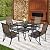 NUU GARDEN 5 Piece Patio Dining Set Outdoor Table and Chairs Set for Garden Patio Backyard, 4 Textilene Dining Chairs and 1 Iron Patio Table with Umbrella Hole, Black and Brown