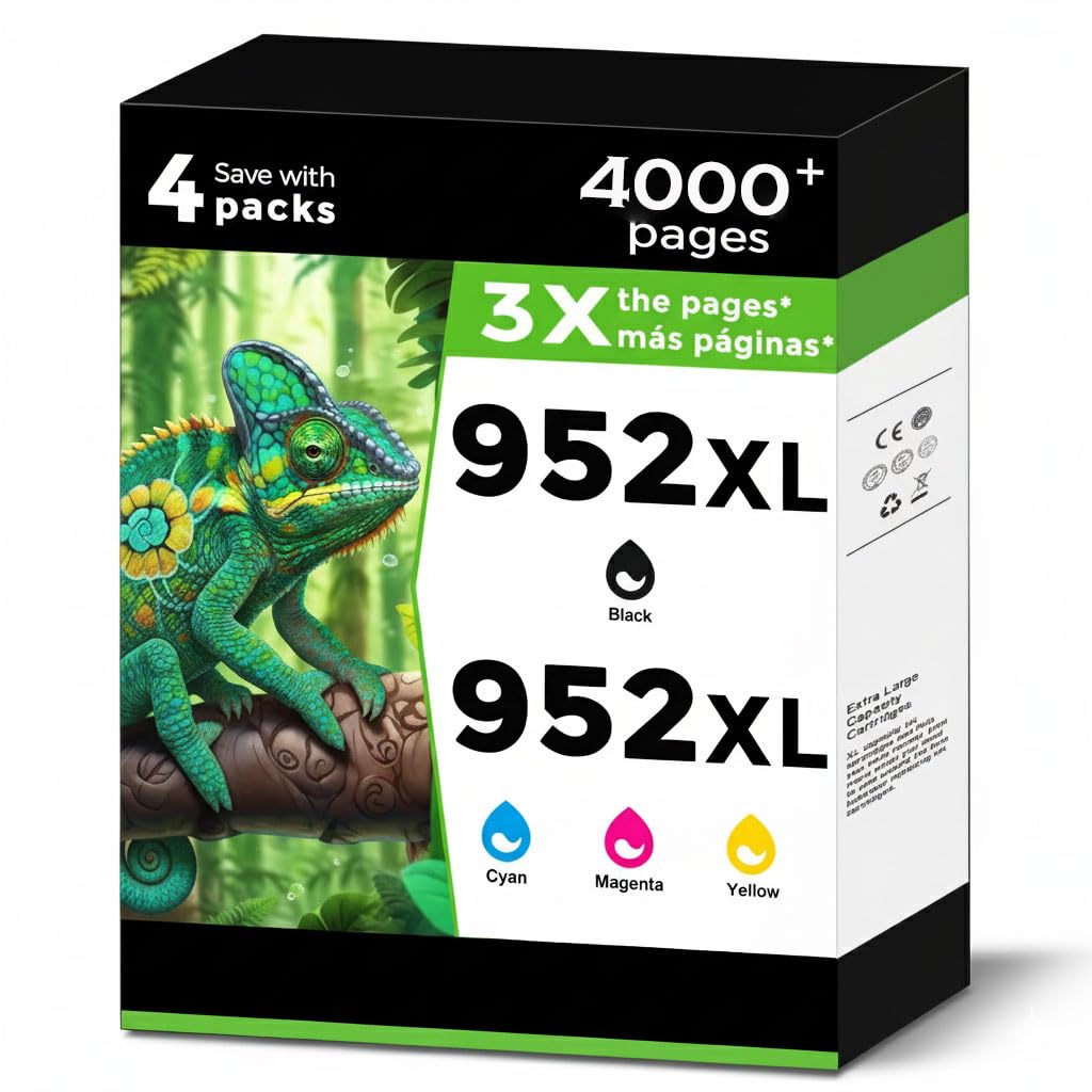 Photo 1 of **FACTORY SEALED**  952XL Ink Cartridges Black Color Combo Pack Replacement for HP 952 XL for OfficeJet Pro 7740 952 952XL for 8700 8702 8210 8703 8710 8715 8720 8725 8730 8740 7720 8200 8216 8716 Printers KCMY 4-Pack