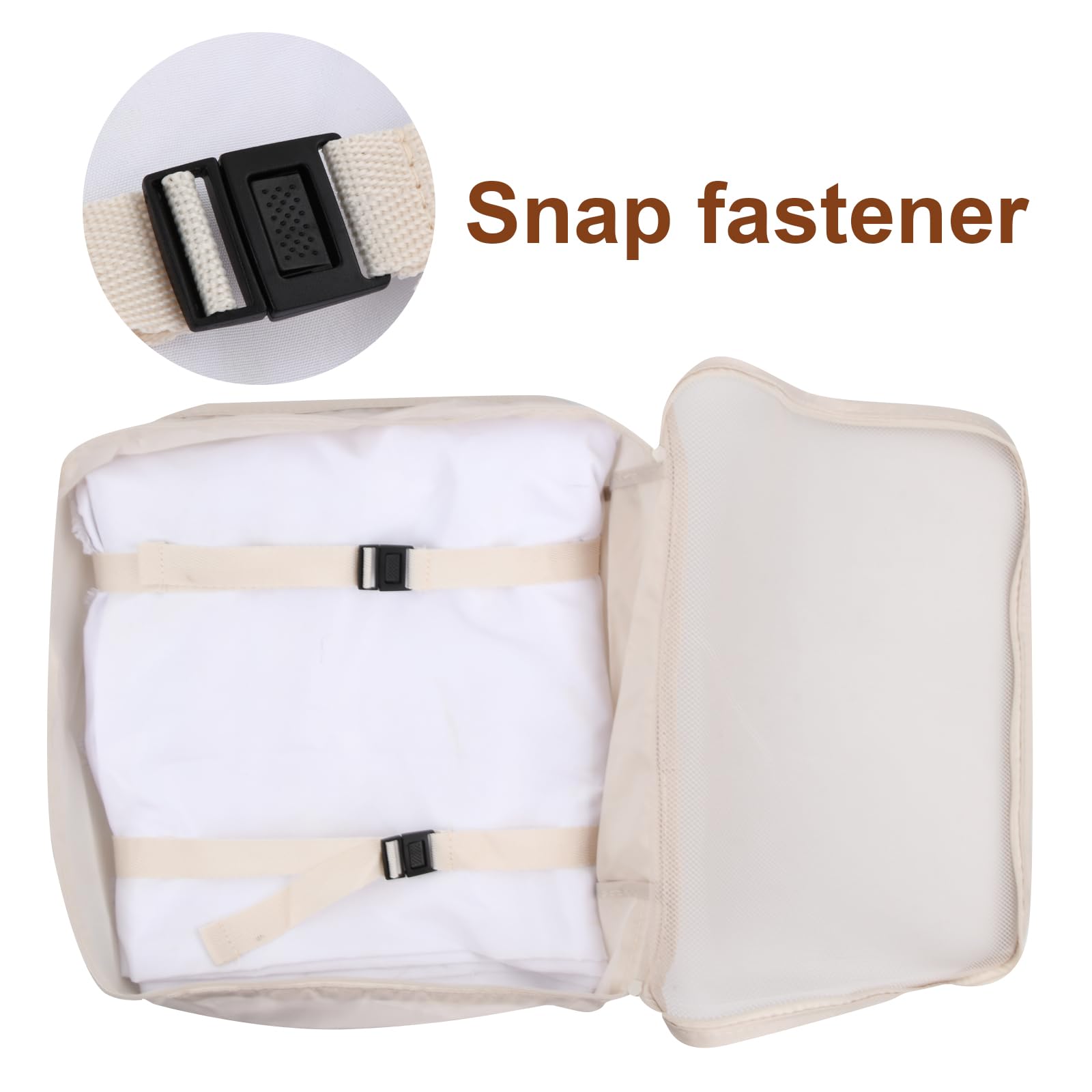 Lot De 7 Organiseurs De Bagage Voyage Packing Cubes Imperméables Beige - Valise Organisée Et Espaces Optimisés