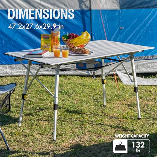 image for PORTAL Camping Table Portable Foldable with Adjustable Legs, Aluminum 