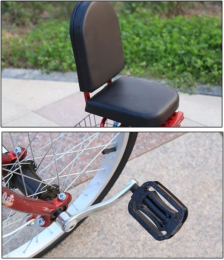 Comfort Three-Wheeled Bicycles for Seniors Mini Adult Tricycle Trike Three Wheels Bicycle with Front Rear Large Basket Seniors Men Women Picnics Shopping 3 Wheel Bike Trike