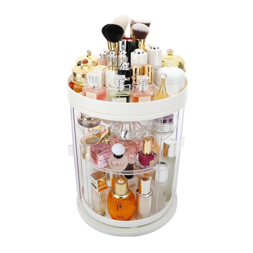 Makeup Organizers Cosmetic Storage Box Dressing Table Desktop Acrylic Finishing Rack Home Skin Care Products Lipstick Rotating Rack Makeup Organizers (Color : Clear, Size : 272736cm)
