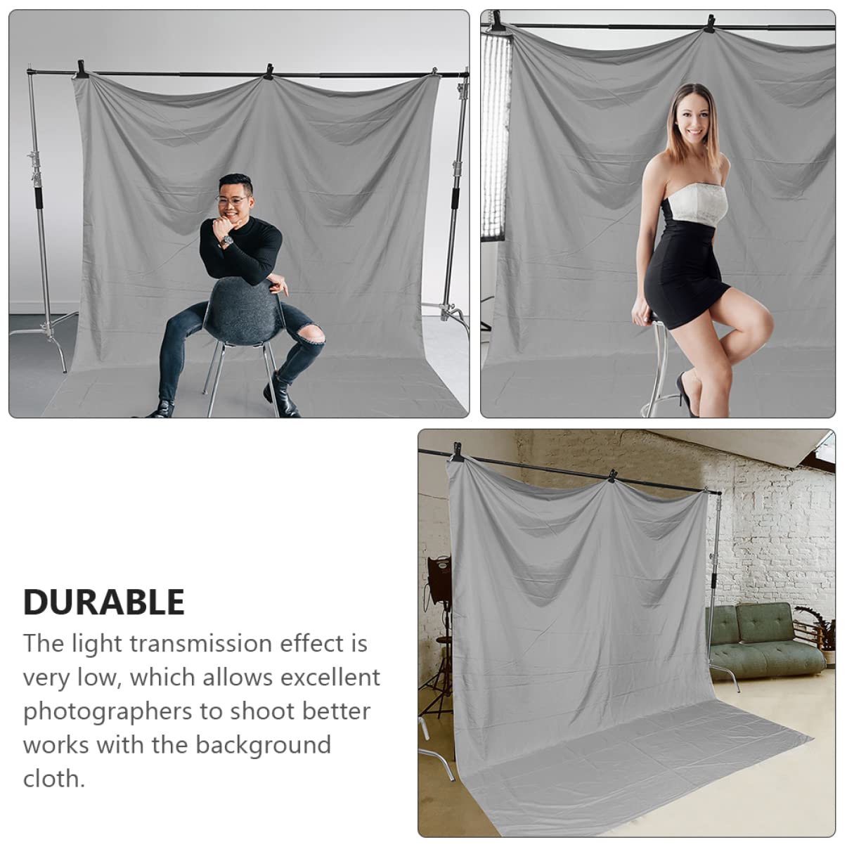 SHINEOFI 1pezzi Sfondo Fotografico Grigio per Sfondo Decorativo Accessorio per Scena Background Moderno Lavabile e Riutilizzabile per Studi Fotografici Feste e Produzione Video