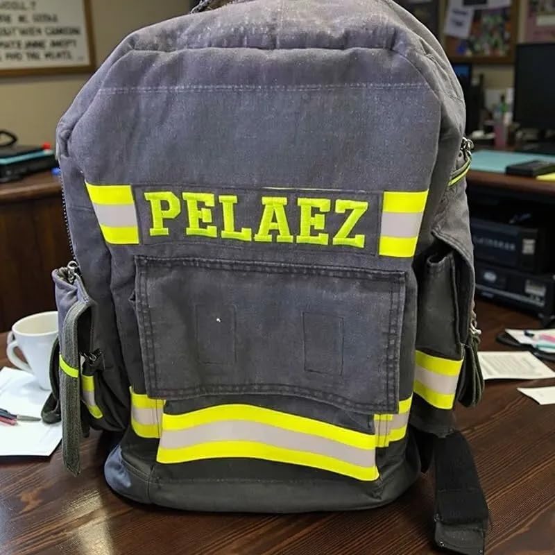 Personalized Firefighter Turnouts Backpack with Embroidery Name, Custom Upcycled Firefighter' Backpack Adventure Gear Bag Tactical Backpacks Firefighter Gift2