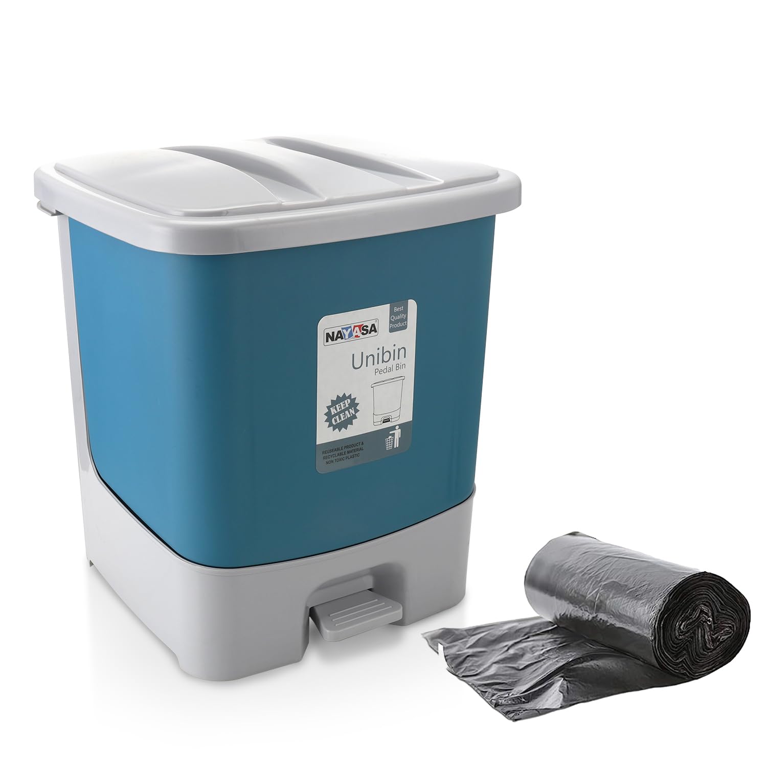 Nayasa 20L Square Dustbin - Pedal & Handle -7
