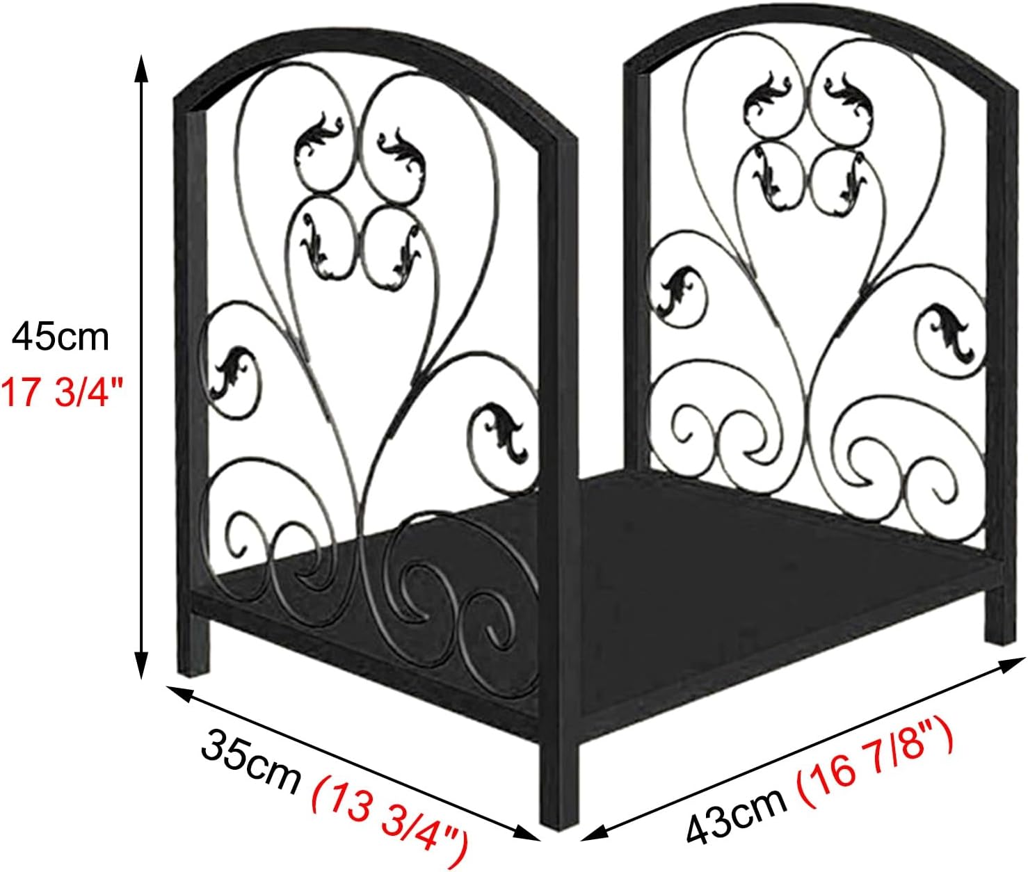 Iron Firewood Storage Rack for Stoves/Pits/Bonfires Yard Deck Garage Organizer Shelf,