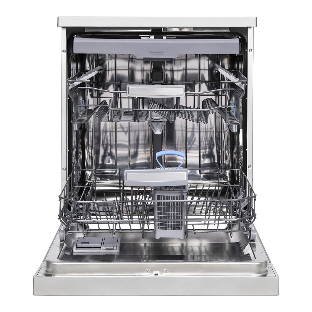 Aspes Lavavajillas 60cm Inox AJ14600BDX. 1900W, 14 Cubiertos, 3 Bandejas, 8 Programas, Display LED manual, Función Stop&Go, Eficiencia Energética Clase B