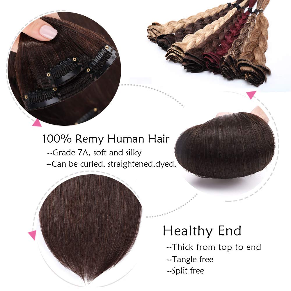 SEGO Extension Capelli Veri Clip Castano Lisci Volumizzante Double Weft 8 Fasce 100% Remy Human Hair Lunghi Umani 30cm 115g Testa Piena #2 Marrone Scuro