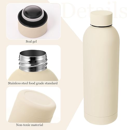 Miniatura 3 de Bokon 10 botellas de agua de acero inoxidable a granel de doble capa al vacío de 17 onzas, boca pequeña, aislamiento deportivo, metal, graduación,