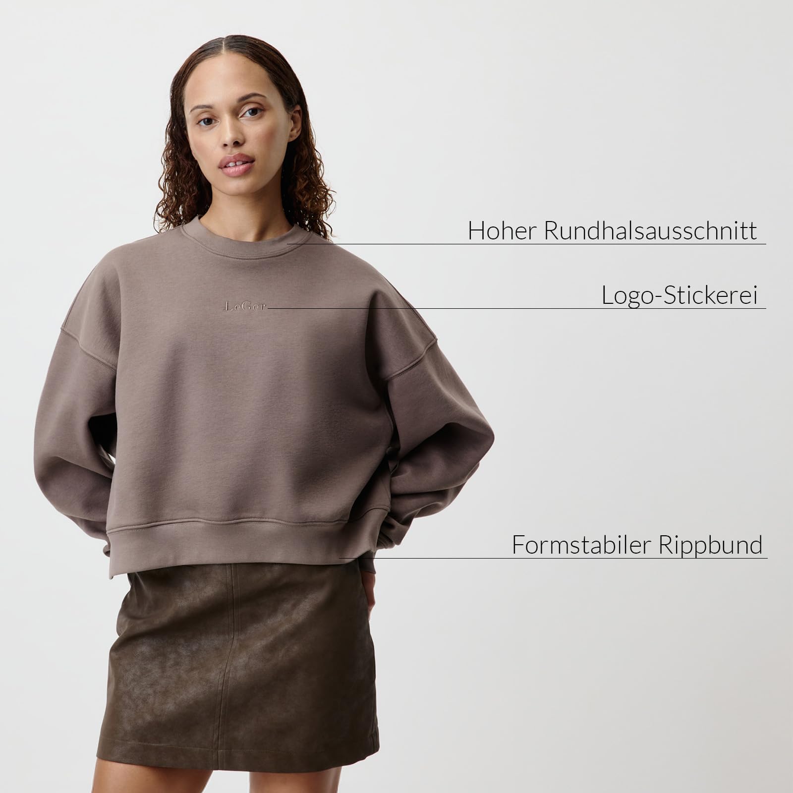 LeGer Antonietta Sweater - Cropped Pullover Damen - lockere Passform - Sweatshirt aus Baumwolle - Mode für Damen - by Lena Gercke - Gr. 34-44