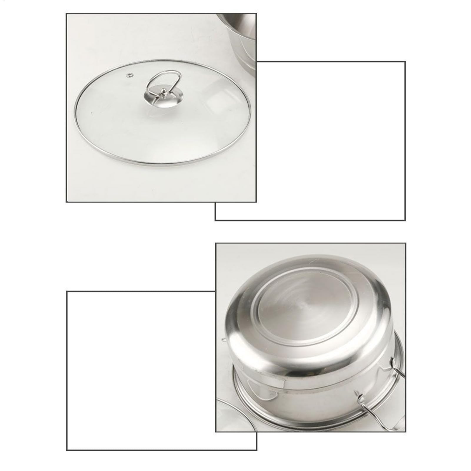 Casseruole con Coperchi Set Pentola Acciaio Inossidabile | Kit da Cucina Compatibile con Induzione Per Cottura a Vapore Stufati e Zuppe