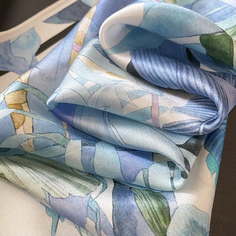 100% Mulberry Silk Square Scarf for Neck or Hair-27"x27" Women Natural Silk Neckerchief Headscarf - Image 4