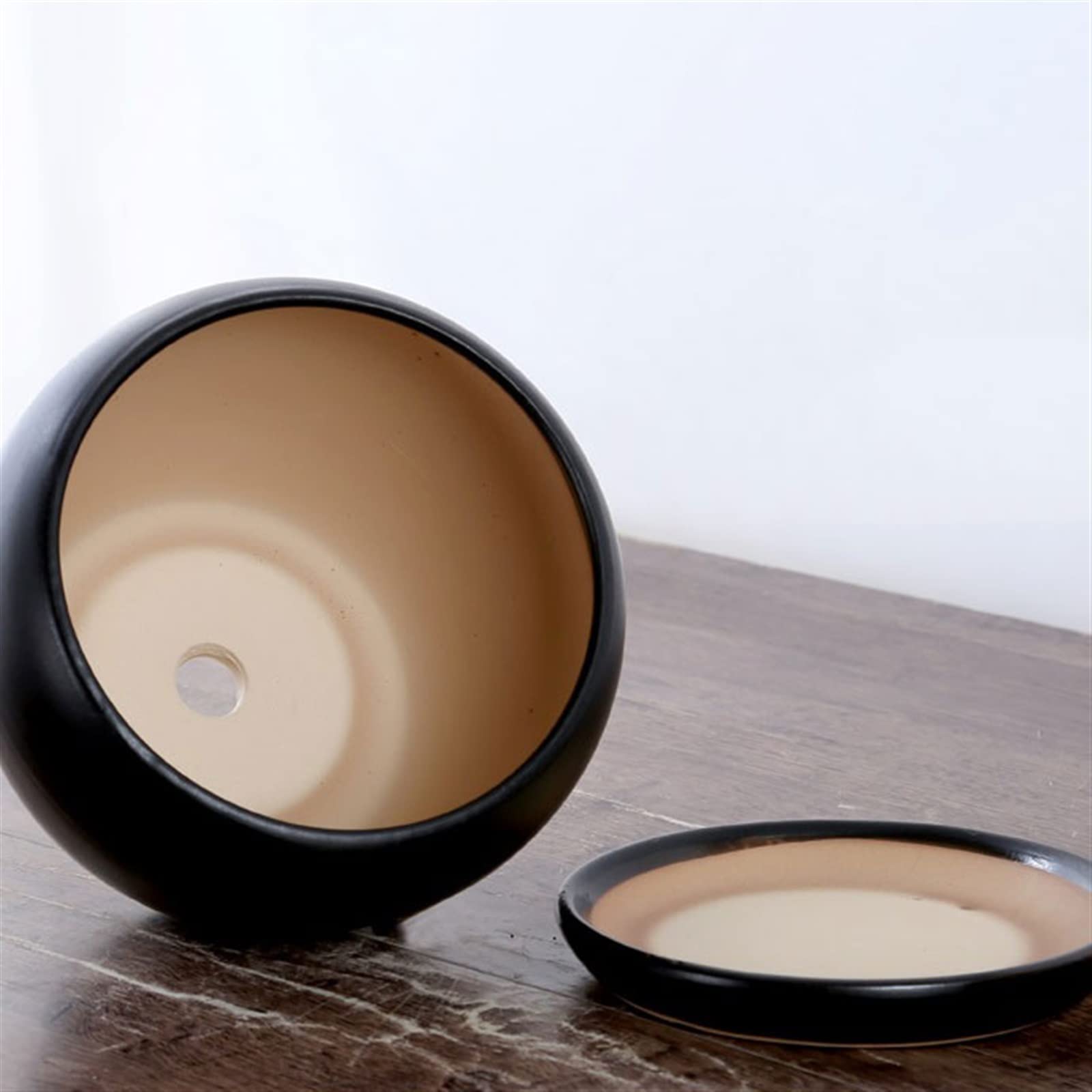 Zewnętrzne doniczki ogrodowe duża doniczka na rośliny prosta ceramiczna doniczka na kwiaty z tacą otwory drenażowe odpowiednia do sukulentów Phalaenopsis małych doniczek z otworami drenażowymi (kolor: N)