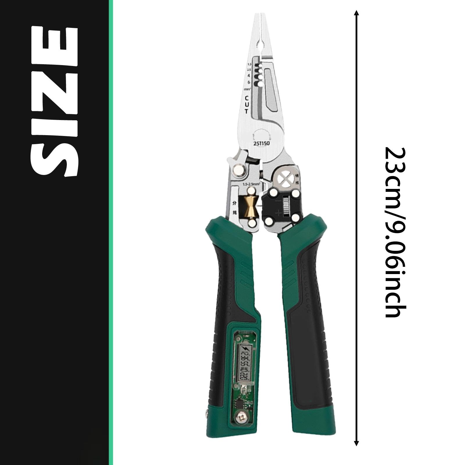 Pinza Spelafili Elettricista Multifunzione 23cm (9.1") - Acciaio Alto Carbonio per Spelatura, Taglio, Avvolgimento Fili