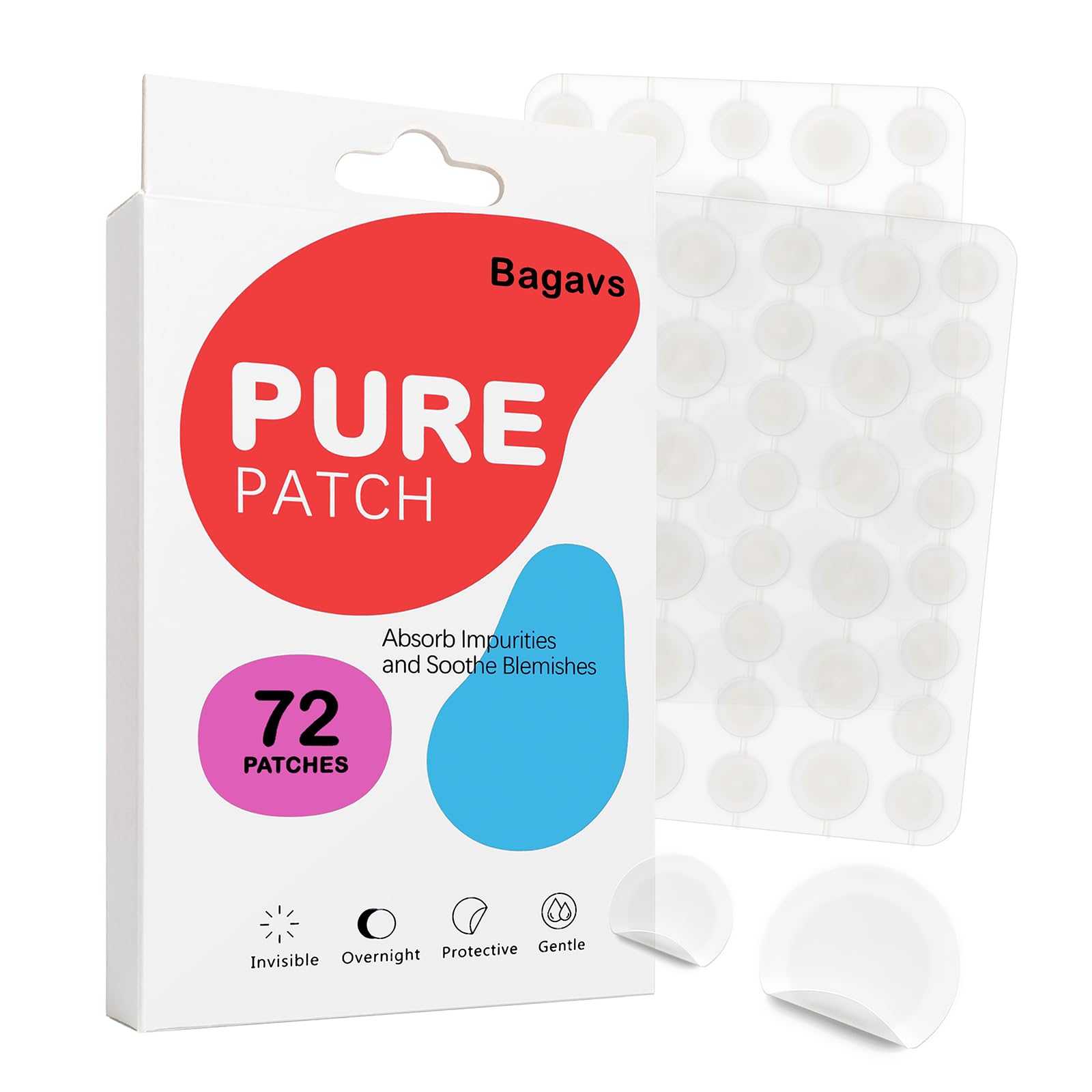 Pickel Patch Pimple Patches Acne Patch 72 Stück Anti Pickel Patches Unsichtbar Tag & Nacht with Salicylic Acid，Niacinamide，Centella Asiatica，Zwei Größen 10 mm，12 mm