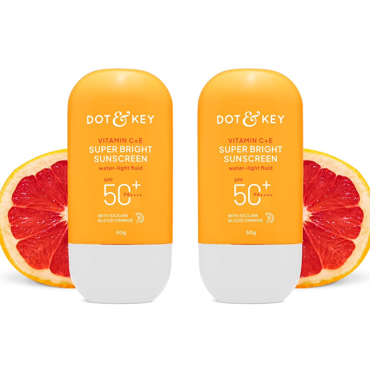 Vitamin C + E Super Bright Sunscreen SPF 50 Combo (Pack of 2, 50gm each) | Water-Light, UVA/UVB & Blue Light Protection | For Even Toned & Glowing Skin | No White Cast, | For All Skin Types