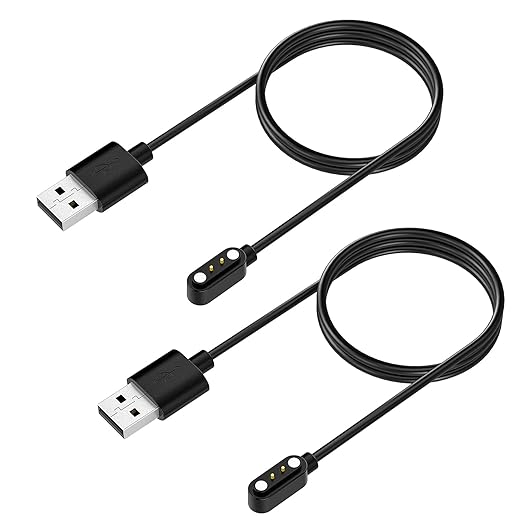TiMOVO Charger Compatible with Willful Sw021/YAMAY SW021/ID205L/SW023/ID205U/ID205S/ID206 Smartwatch, [2-Pack] Magnetic USB Charging Cable 3.3ft, Replacement Charging Power Cable Cord - Black