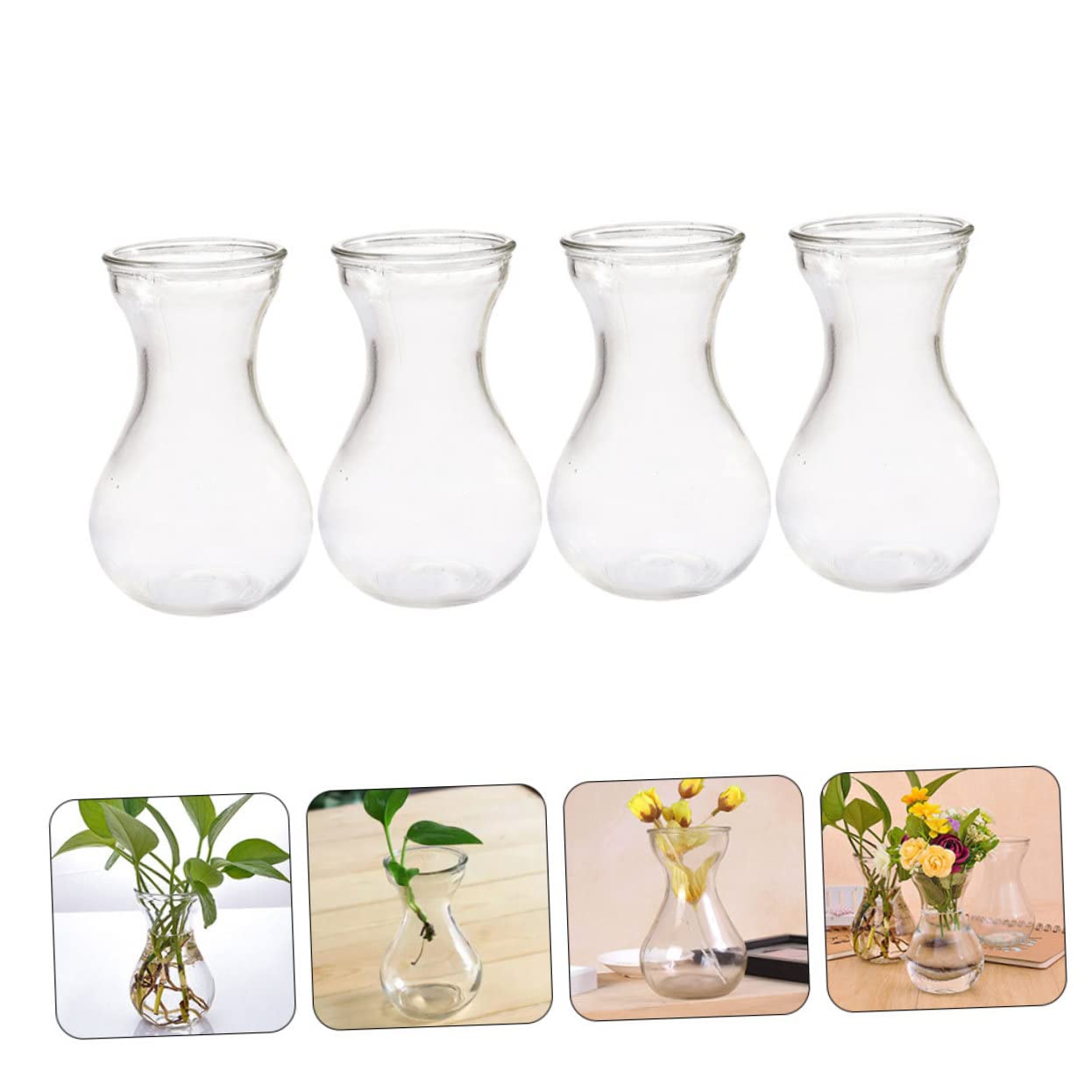 Artibetter 4 Pièces Vase en Jacinthe Décorations en Cristal pour La Maison Décor Rétro Miniture Décoration Vase Hydroponique Vases À Fleurs en Jacinthe Petits Vases À Fleurs en Verre