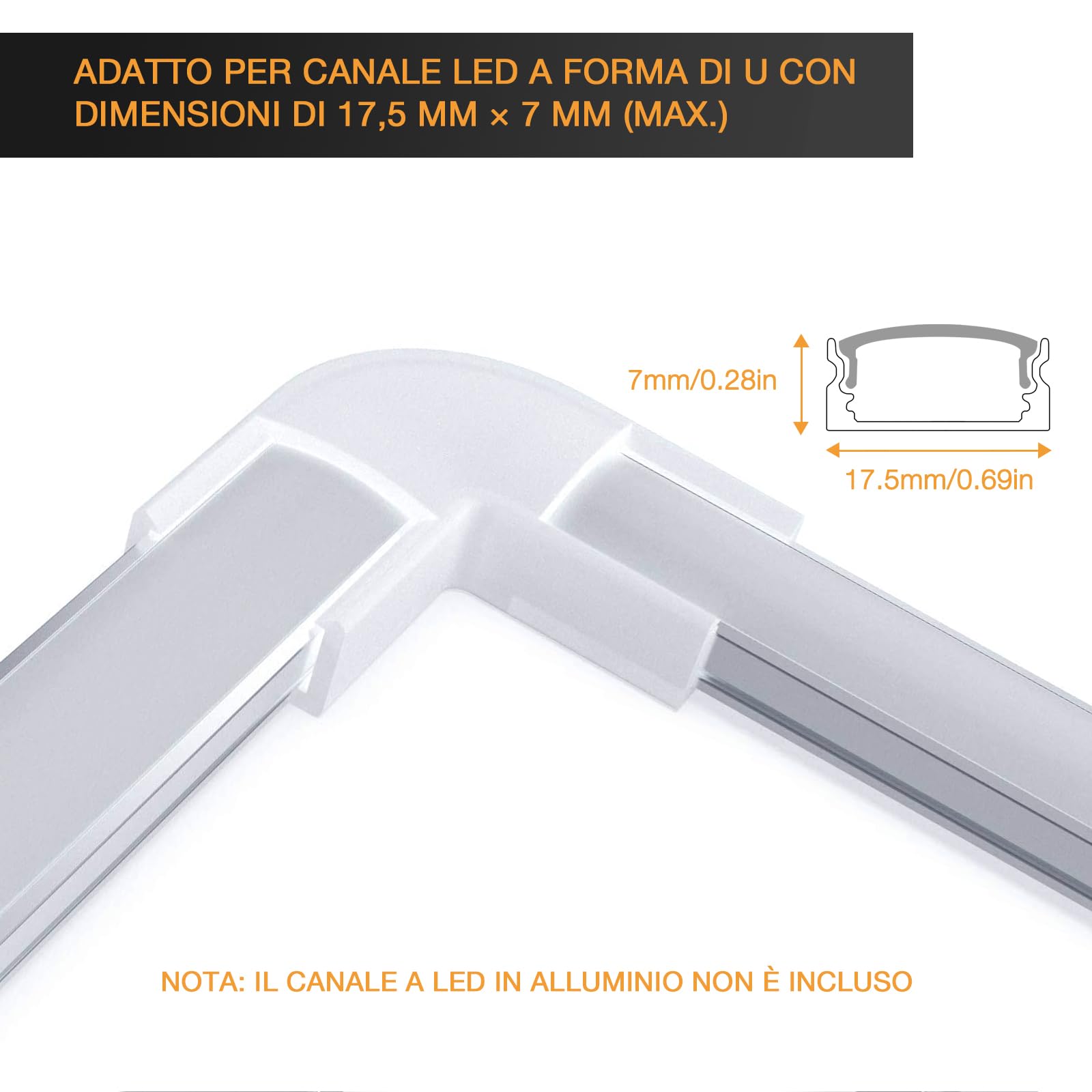 HOMMAND Connettori Angolari 90&deg; Per Profili LED A V - 10 Pezzi Con Viti, Per Installazione Luci