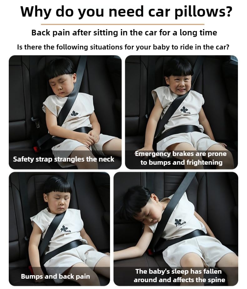 Cuscino di supporto per il collo da viaggio per bambini in auto, poggiatesta ergonomico con cinghia regolabile per un sonno confortevole (verde)
