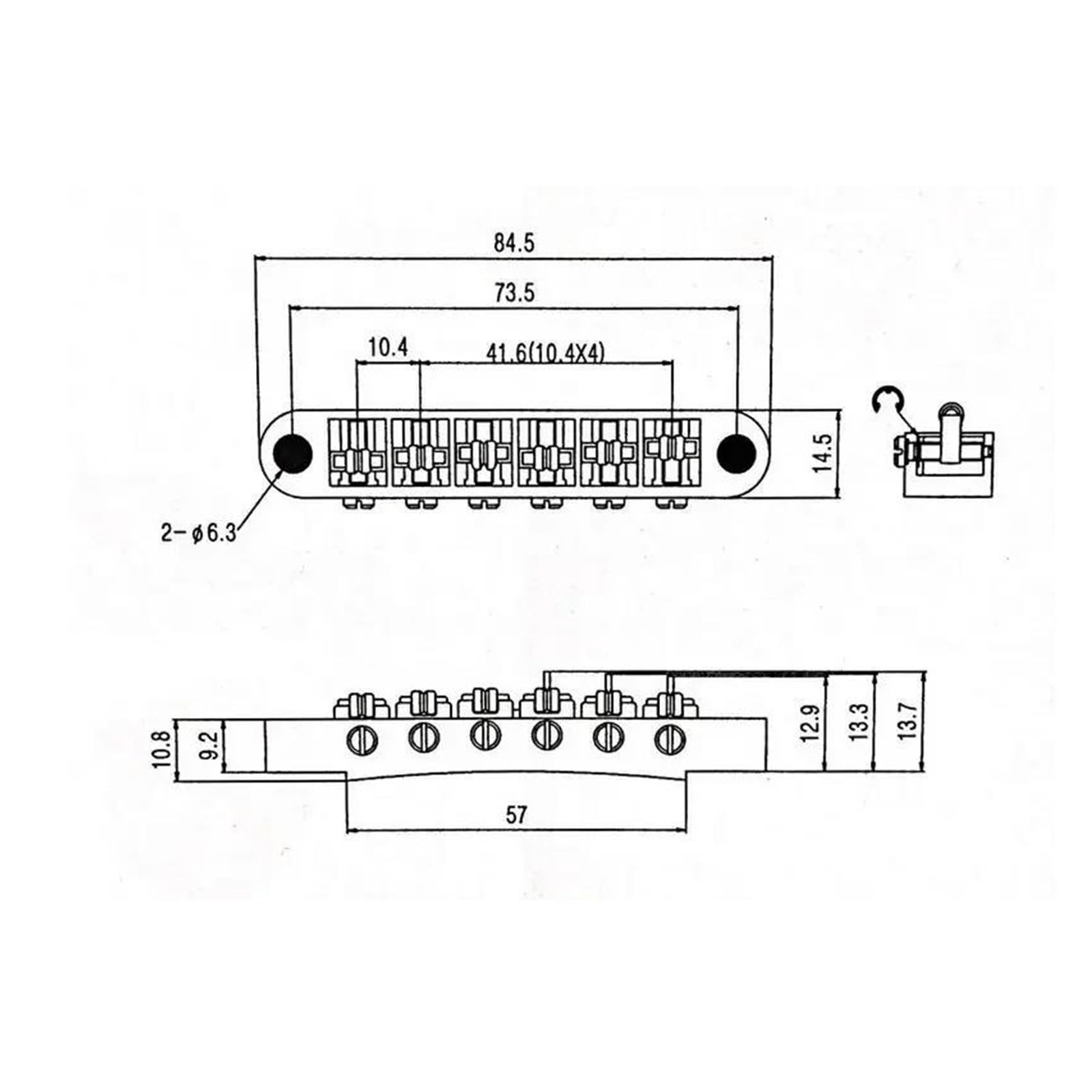Puente Tipo Rodillo Para Accesorios De Guitarra Eléctrica De 6 Cuerdas | Puente de guitarra(BKGD)