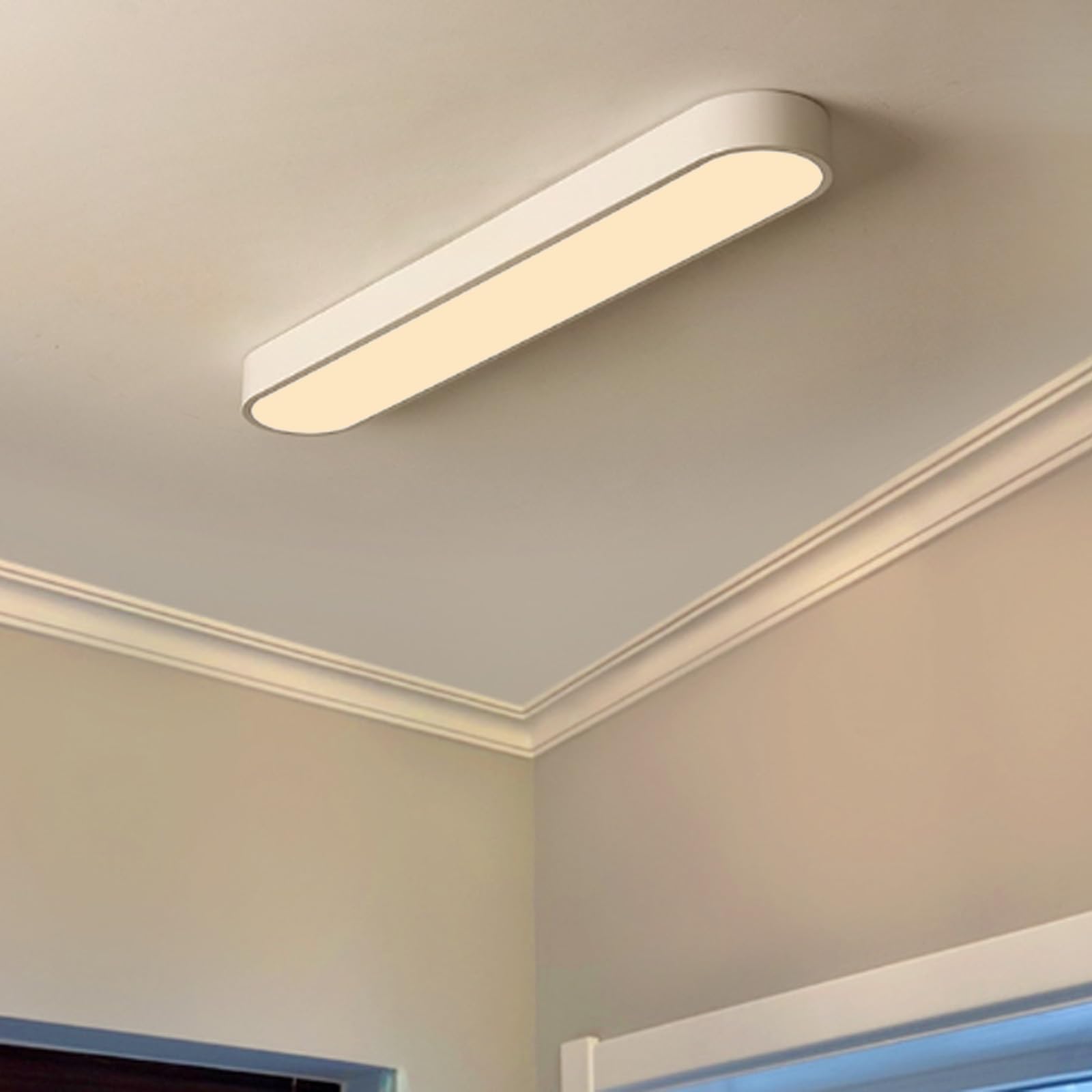 KXEcoLife Modern LED Rectangular Ceiling Light, 3000K/4000K/6000K Adjustable, Iron Fixture for Home Decor, Hallway, Hotel, Bedroom Lighting (Warm White, 35cm)