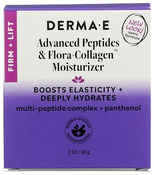 Derma E Advanced Peptides and Collagen Moisturizer Double Action Face Cream with Peptide Complex Intense Natural Collagen Moisture Day and Night Cream for Women, 2oz