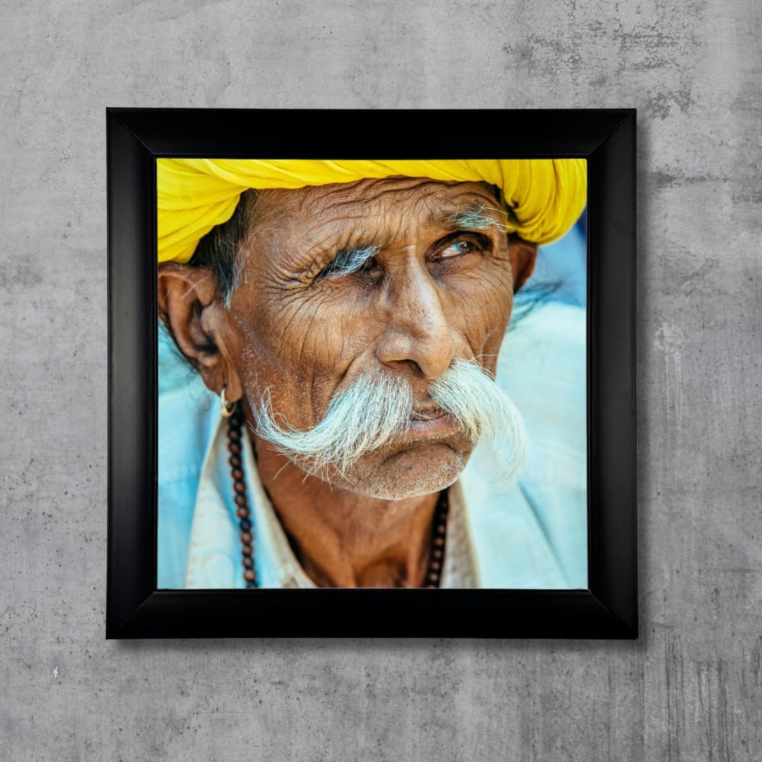 Cultural Theme Wall Frames | 9X9 inches Square Frames | For Wall Decoration and Gifting Purpose | Set Of 1 With Self Adhesive Wall Hook. (Style 50)