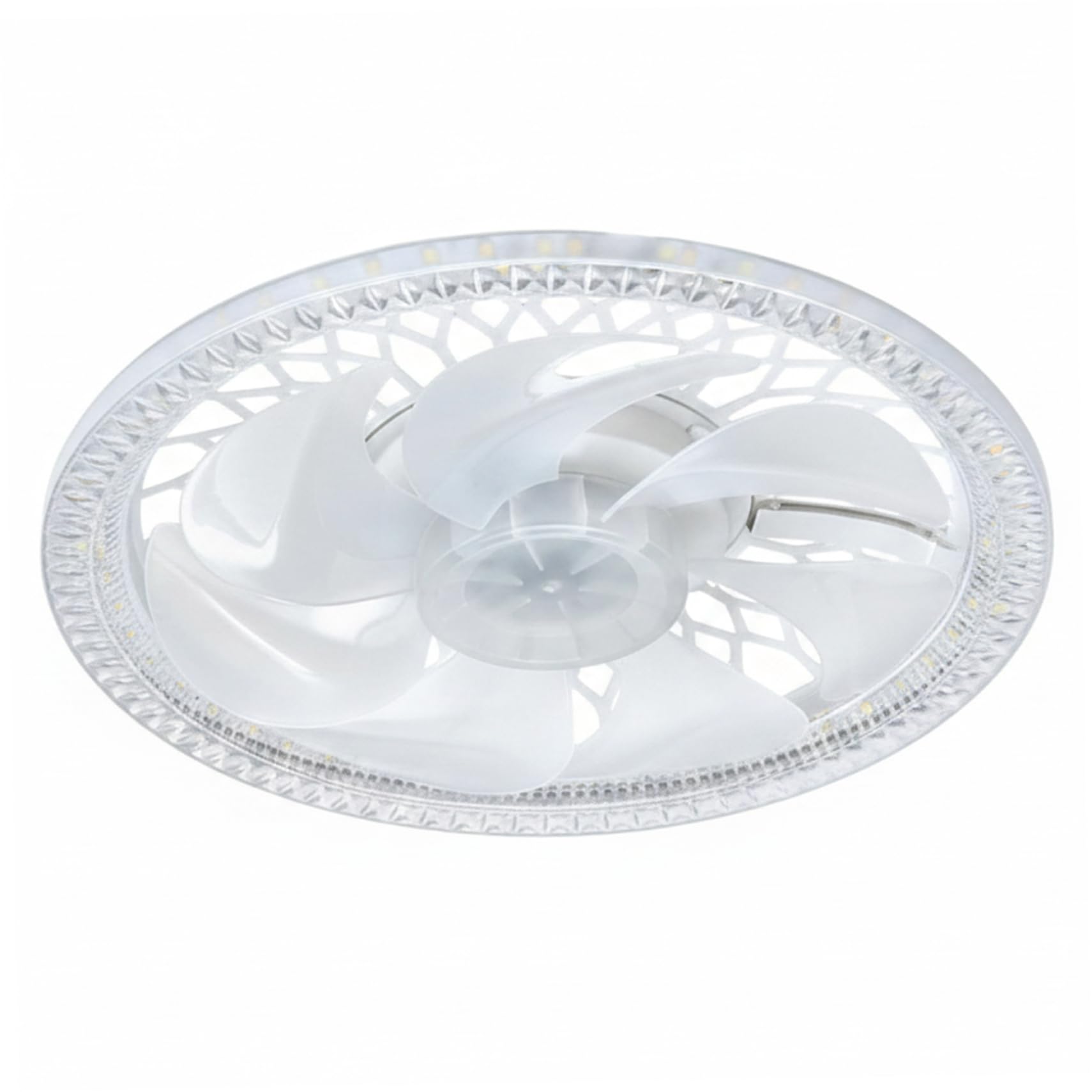Sjfbebsy Ceiling Fan Light, Remote LED Ceiling Fan E27 Socket 360° Oscillating Dimmable 4 Speeds White, Led