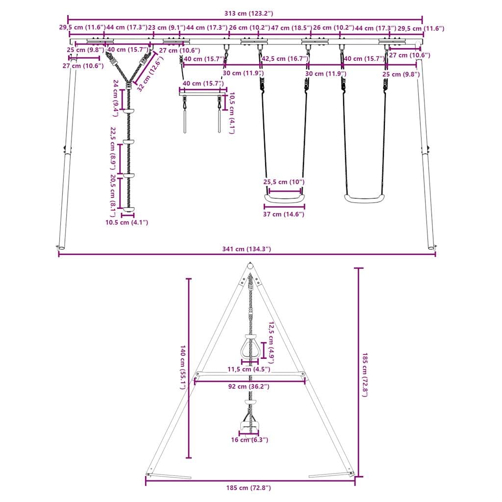 Mangloder - Set di altalena con struttura da arrampicata, per bambini dai 3 anni in su, stabile, versatile, per esterni