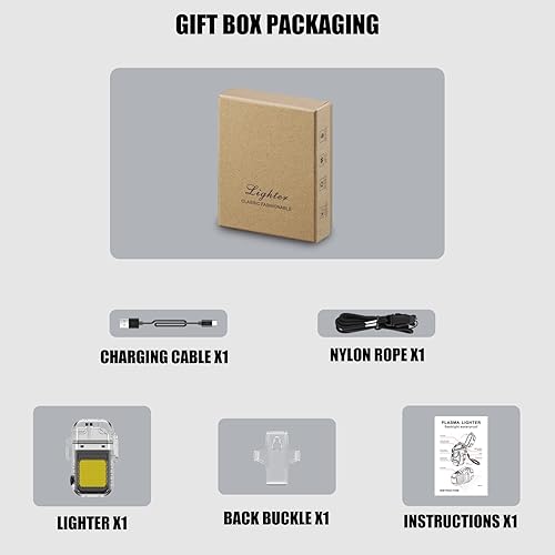 Miniatura 6 de YOZWOO Encendedor eléctrico recargable USB C, encendedor de doble arco con luz COB, encendedor de plasma impermeable IP56 para campamento al aire