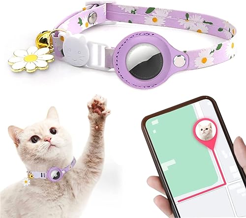 Collar de gato collar de gato AirTag collar de gato integrado con funda protectora para AirTag accesorios ajustables antipérdidas collares de