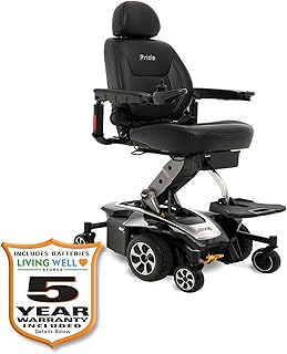 Living Well Stores Pride Jazzy Air 2 Power Chair, Mid-Wheel 6 with Active-Trac Suspension, with 5-Year Extended Warr (Onyx Black, 18 x 18 x 20 Seat)