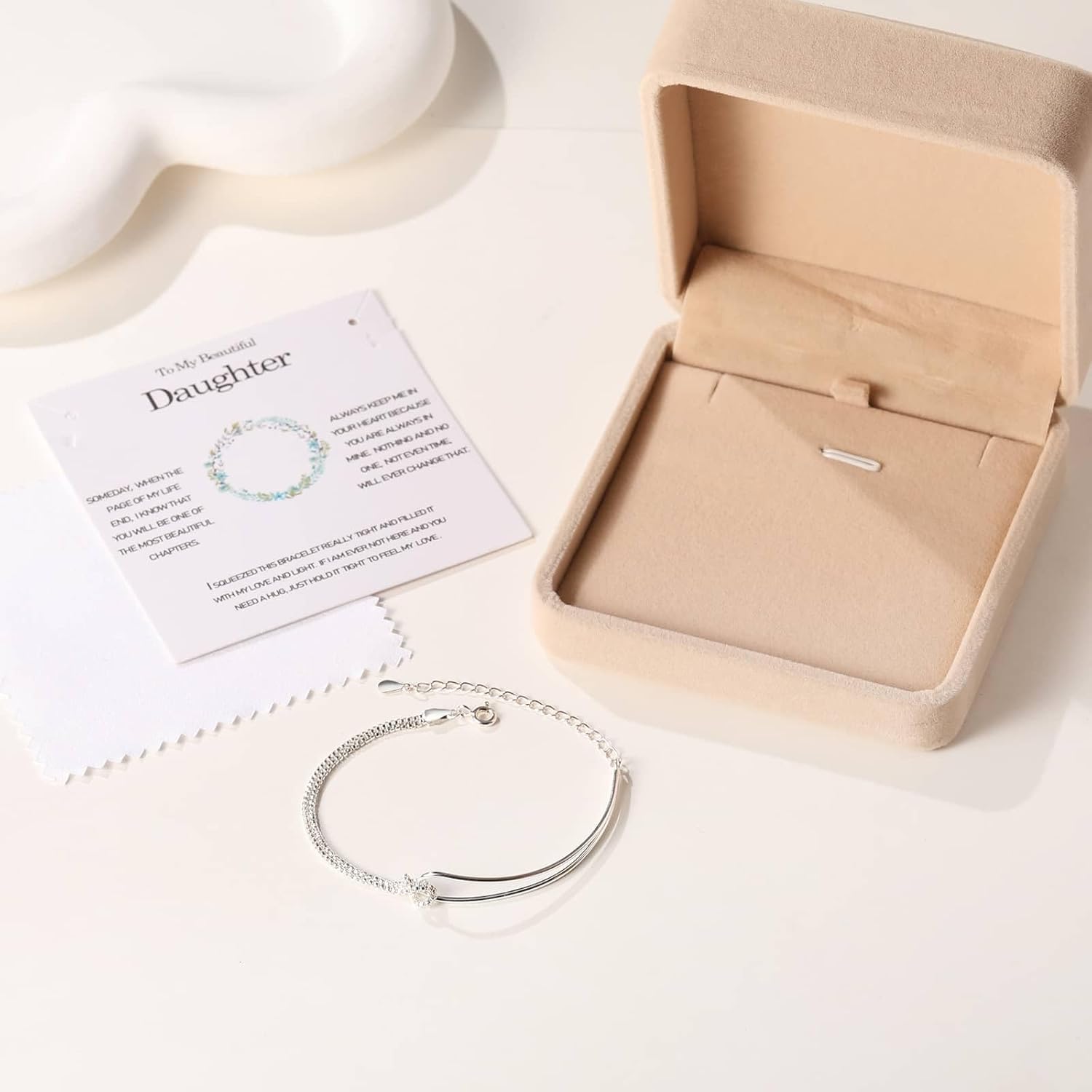 Valentine's Day Gifts for Daughter,To My Daughter Bracelet,Mother Daughter Bracelet,Knot Bracelet for Women,S925 Sterling Silver Love Knot Bracelet for Daughter from Mom & Grandma,Double Layered Bracelets Gift for Birthday,Wedding,Chrismas,Graduation - Image 5