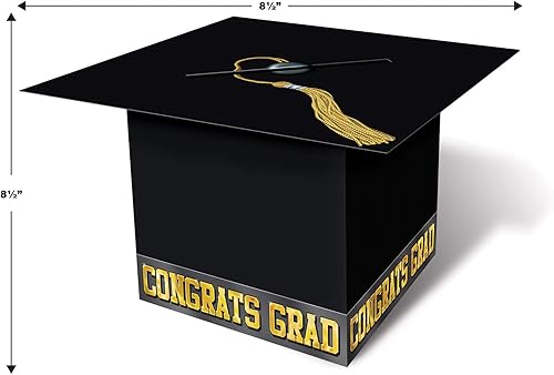 Miniatura 3 de Beistle Grad Cap - Caja de tarjetas, color negro y dorado