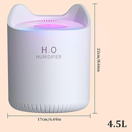 Miniatura 9 de Humidificadores  Humidificador para dormitorio, habitación de bebé, 4.5L, humidificador de aire silencioso con luz nocturna, 2 boquillas, apagado