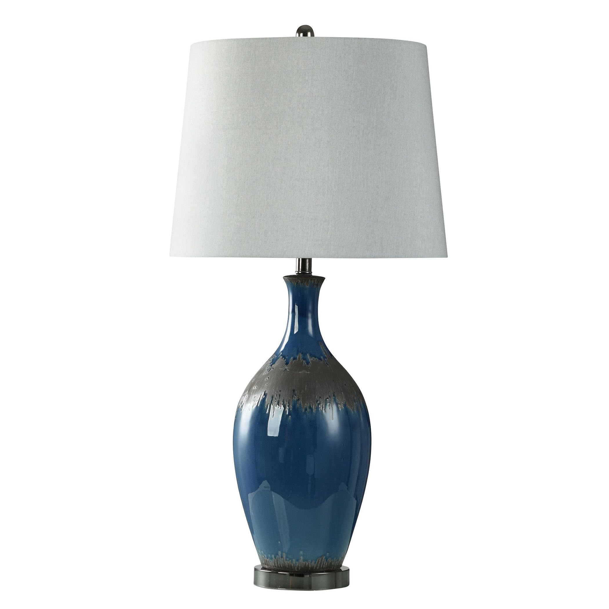 Bowie Blue - Table Lamp - Two Tone Matte Black and Navy Glaze Base - 8.75" w X 8.75" d X 35" h