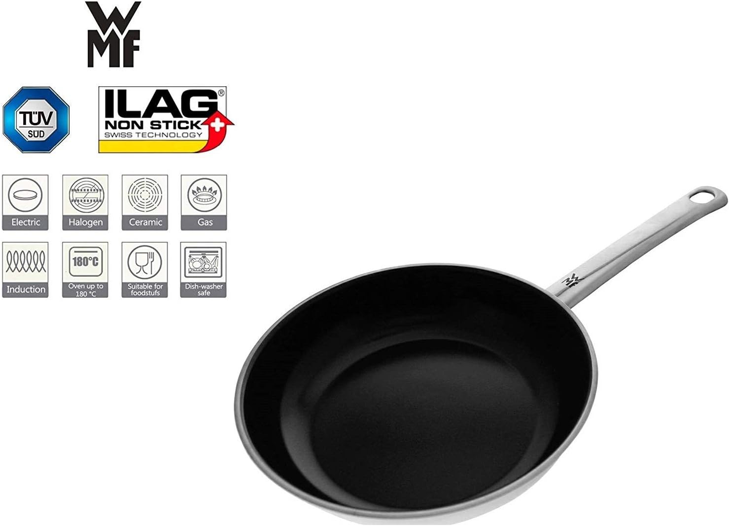 WMF Durado 2-Piece Frying Pan Set, Induction, 24, 28 cm, Cromargan Stainless Steel Coated, Ceramic Coating, Oven Safe