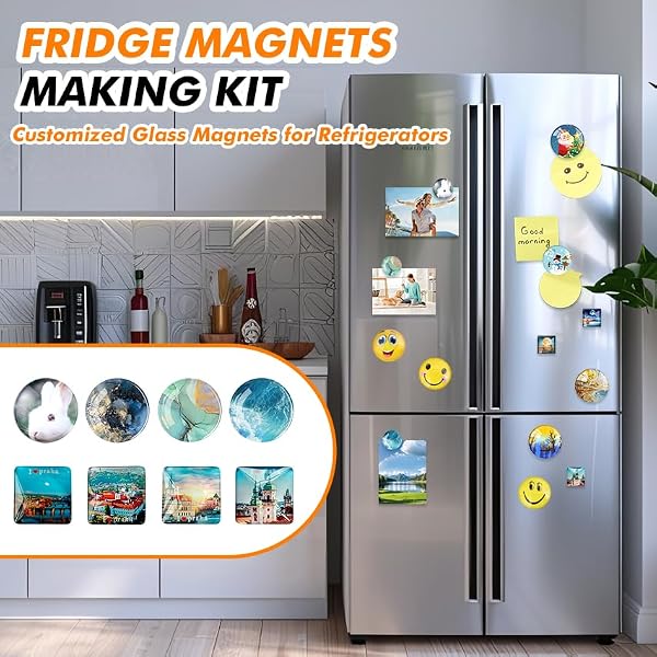 Aertiavty 120 Pcs Fridge Magnets Making Kit, 2 Inch Glass Magnets for Refrigerator, Locker, Whiteboard, Office, Kitchen, Decorative Magnet (60 Round Magnet+60 Glass+Clear Adhesive Dots) by Aertiavty - Image 3