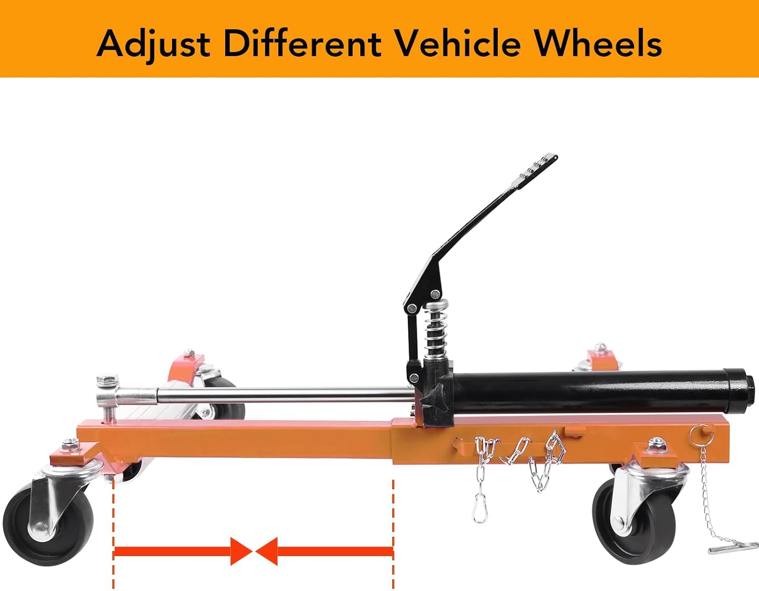 4PC Wheel Dolly, 1500LBS Capacity Car Dolly with Hydraulic Tire Jack for Vehicle Positioning for Truck RV Trailer, Orange
