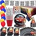 Disney Cars Party Supplies, Serves 16 - Plates, Napkins, Tablecloth, Cups, Straws, Balloons, Loot Bags, Stickers, Birthday Hats, Flag Banner - Full Tableware, Decorations, Favors for