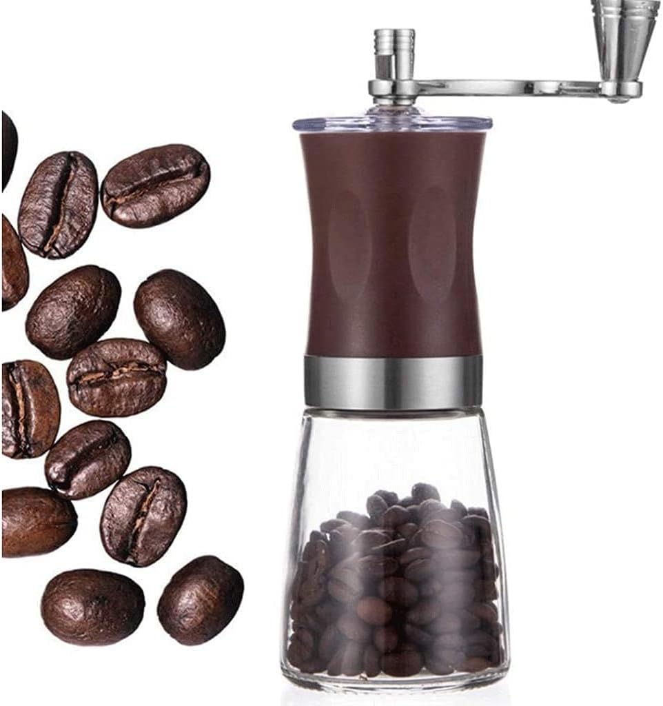 Manual Coffee Grinder, Portable Travel Hand Crank Bean Grinder, Washable Grinder with Conical Settings, for Drip Coffee, Espresso, French Press(Black)