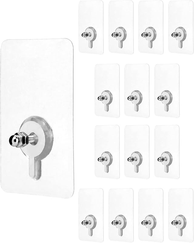 QWORK Öntapadós Csavarok Fúrás Nélküli Rögzítéshez - 15 db, 10 kg Teherbírás, Átlátszó Falrögzítő Készlet Fürdőszobai Kiegészítőkhöz