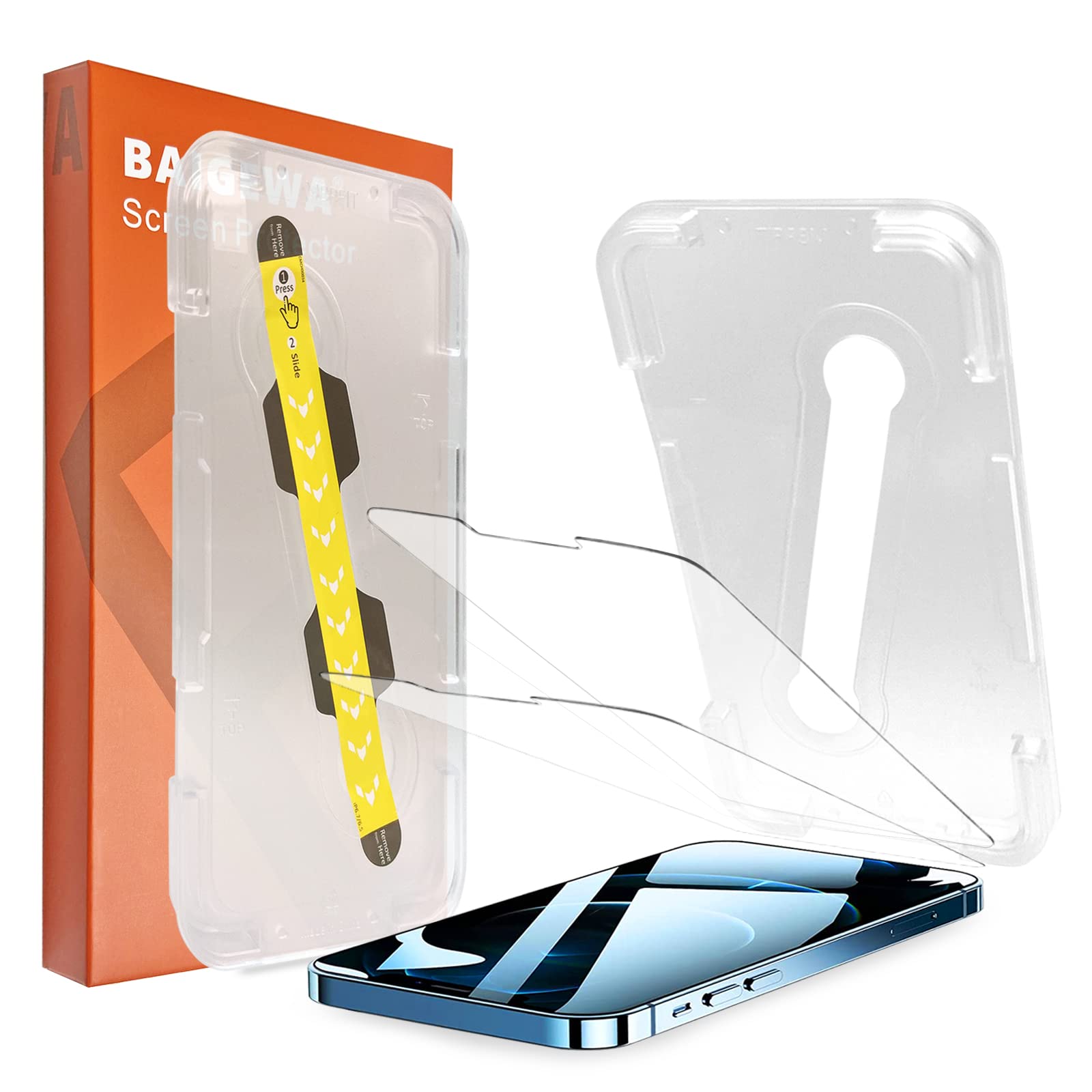 BAIGEWA OneTouch Glass Screen Protector Designed for iPhone 13/iPhone 13 Pro (6.1") Edge to Edge Full Coverage with Easy Installation Kit (2 Pack)