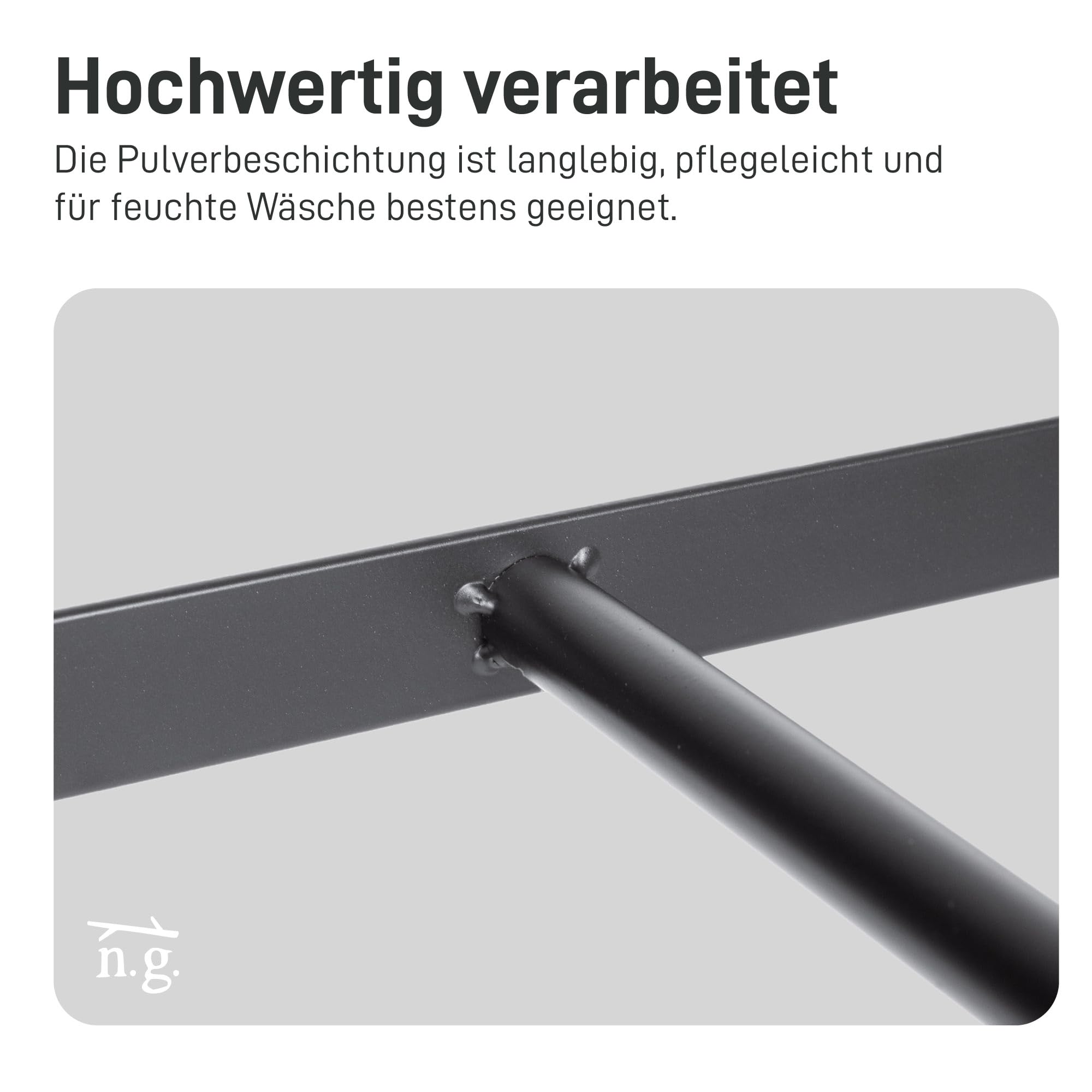 Natural Goods Berlin platzsparender Wäscheständer Swing 56x110 cm schwarz/Deckenwäscheständer aus robustem Stahl/Stabiler Wäscheständer Decke/Deckenwäschetrockner mit raumsparendem Design