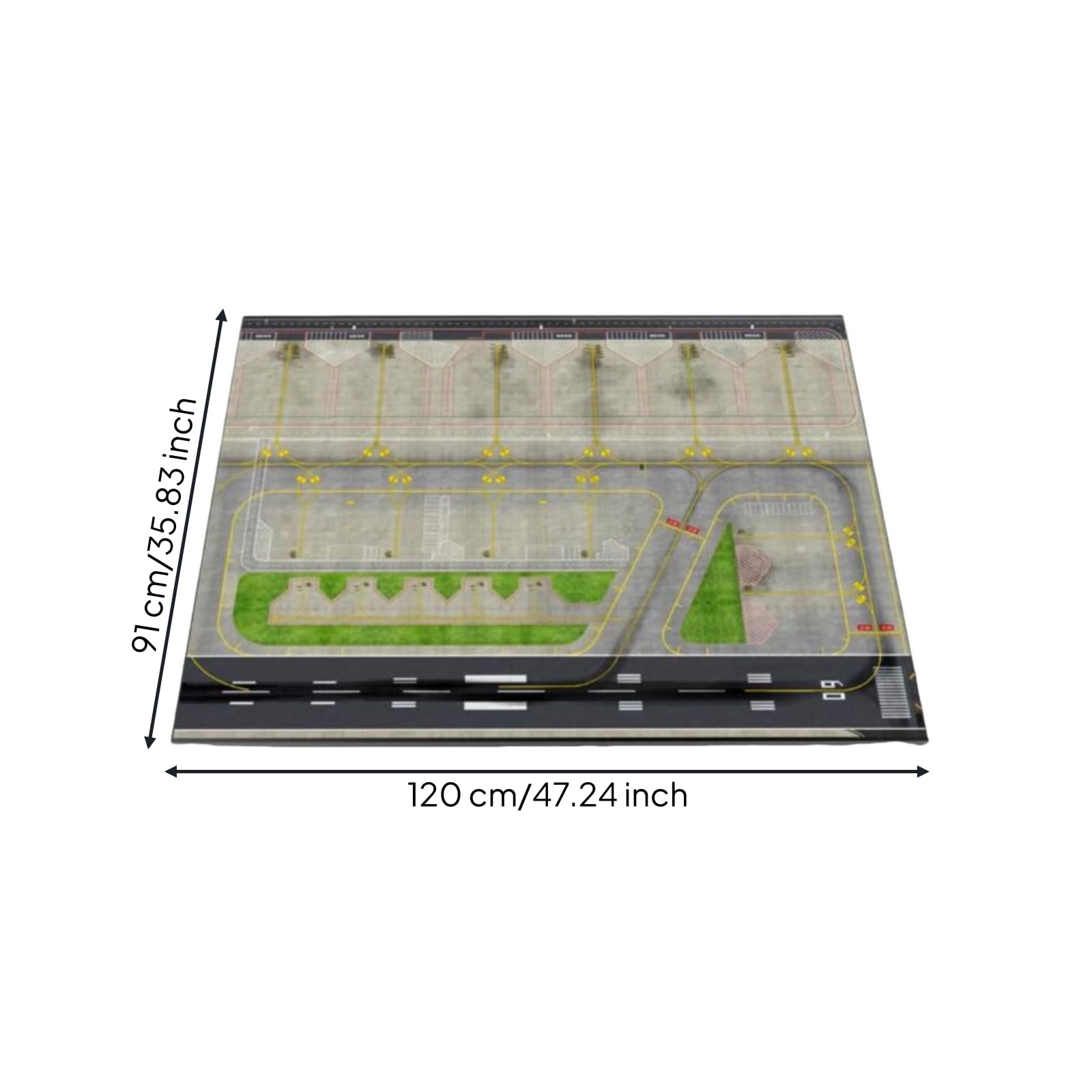harayaa Supporto Base Aeroporto in Legno con Layout di Pista E Segnaletica Orizzontale Stampata E Aree Verdi Curate per Diorama di Modellismo E Esposizione su Scrivania Adatta per Attività Ricreative