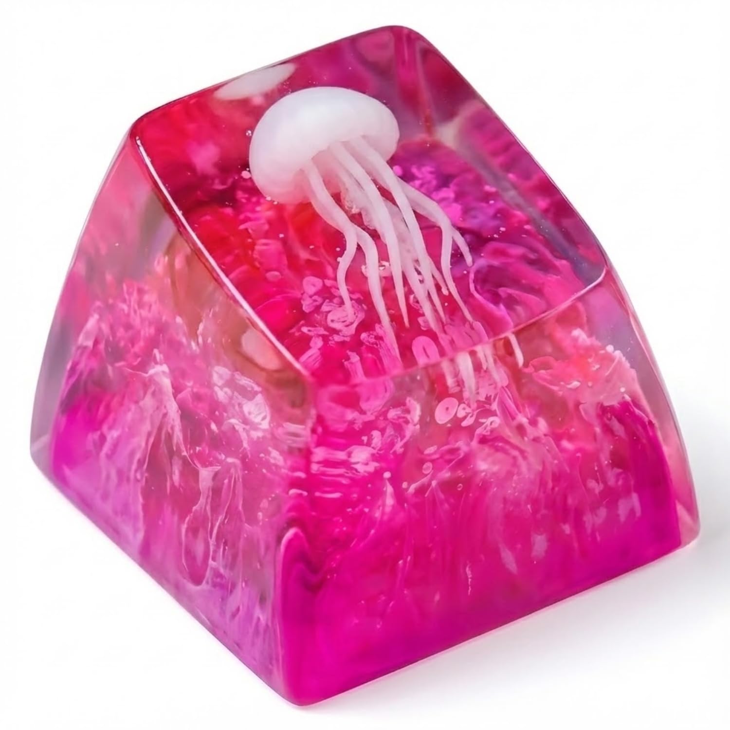 Jellyfish Pink Magenta Ocean Reef Artisan Keycap, 1U ESC, R1 SA Profile, Custom Handmade Resin Key Cap for Cherry MX Mechanical Keyboard, Cool Tech Gift for Men, Dad, Gamers and Sea Lovers