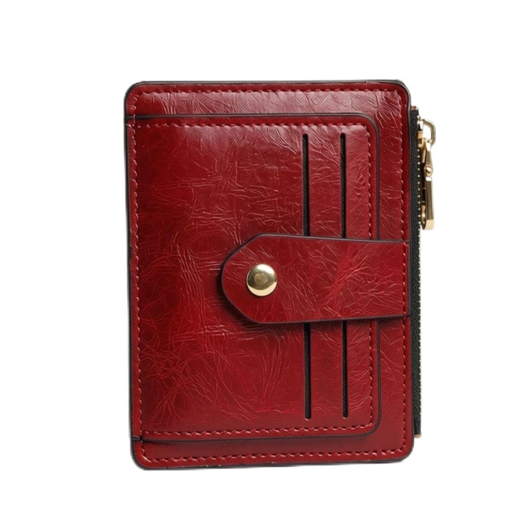 Trendy Slim Cardholder with Zipper Pocket - Cream Red-image-24