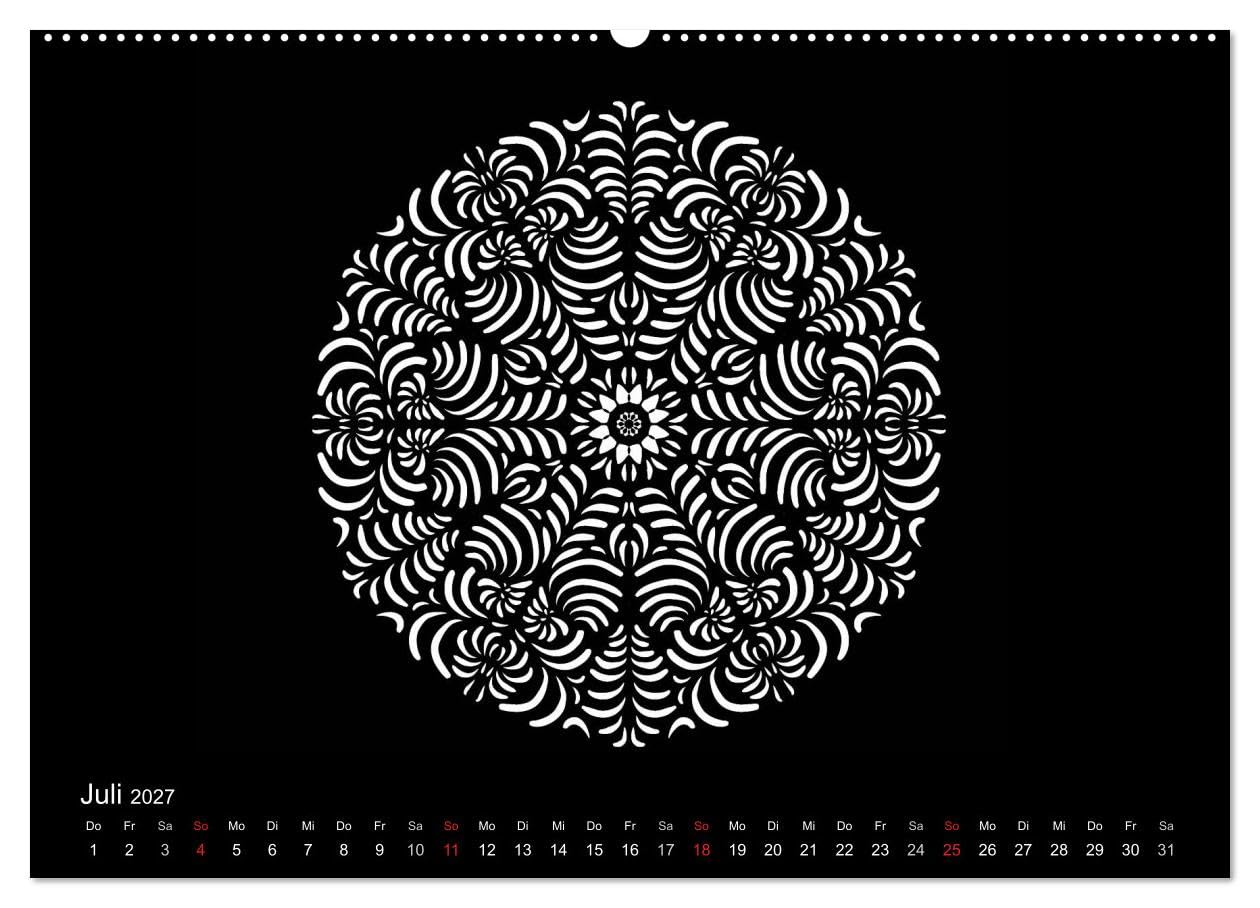 CALVENDO - Entspannung und Ruhe durch Mandalas (hochwertiger Premium Wandkalender 2027 DIN A2 quer), Kunstdruck in Hochglanz: Mandalas zum Enspannen und Ausmalen